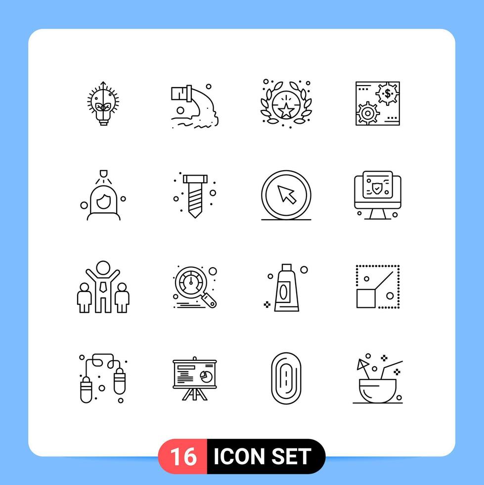 Group of 16 Outlines Signs and Symbols for money make waste earnings revenue Editable Vector Design Elements