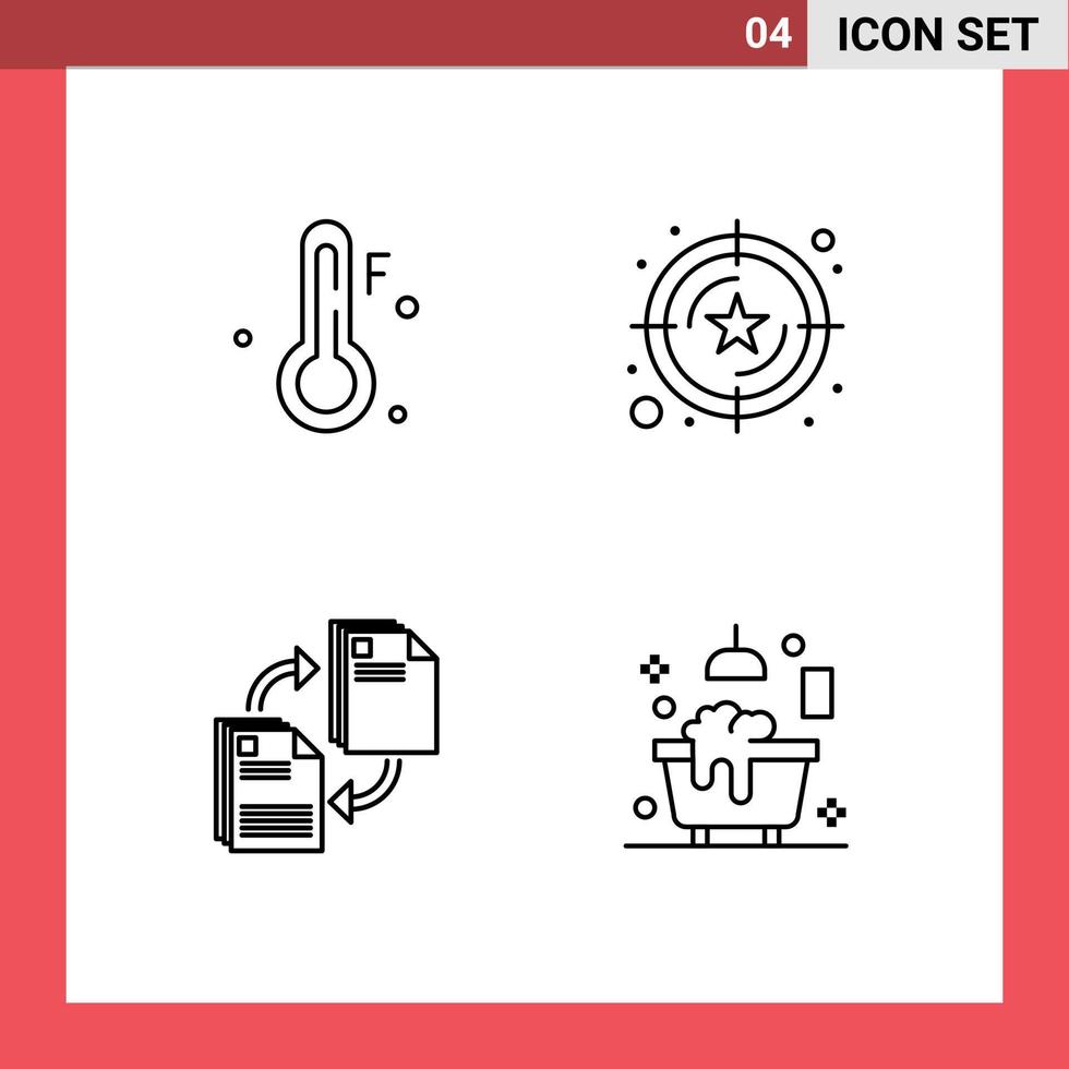 4 User Interface Line Pack of modern Signs and Symbols of cold file rating value copying Editable Vector Design Elements