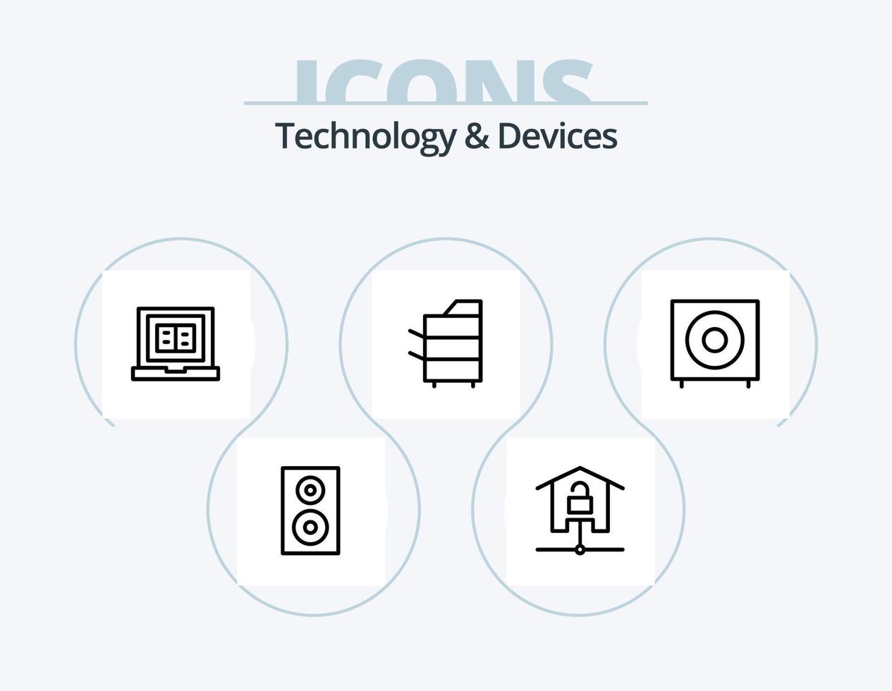dispositivos línea icono paquete 5 5 icono diseño. tecnología. equipo. dispositivos. hogar. walkie vector