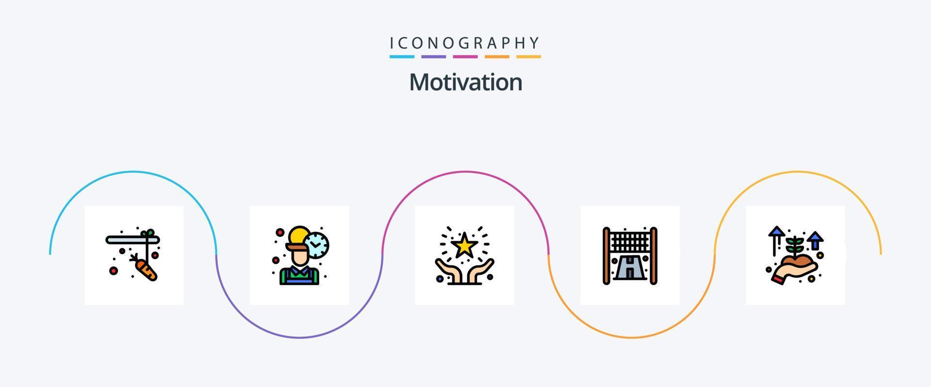 Motivation Line Filled Flat 5 Icon Pack Including hand. business startup. favorite. sport. finish vector