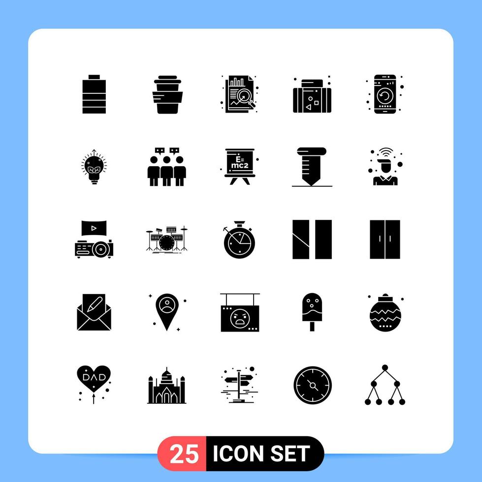 Universal Icon Symbols Group of 25 Modern Solid Glyphs of phone gadget data application travel Editable Vector Design Elements