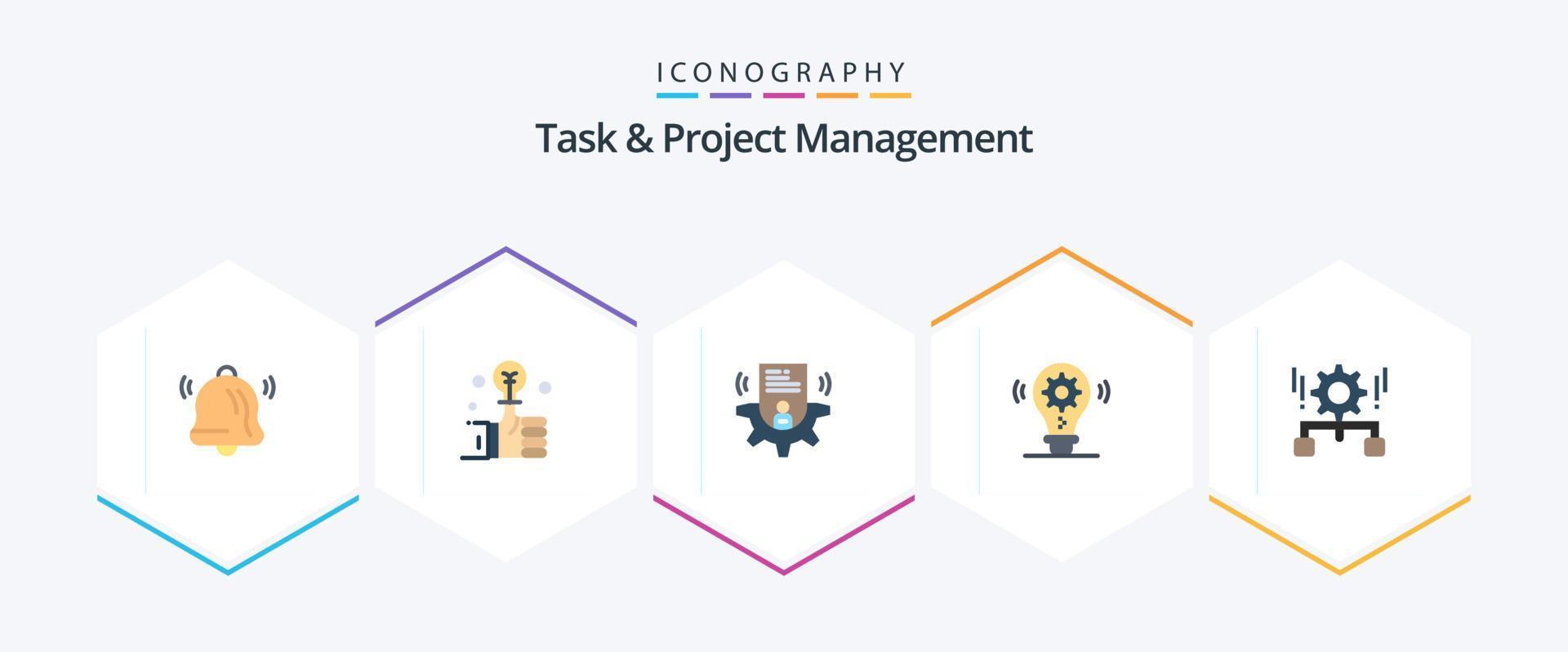 Task And Project Management 25 Flat icon pack including management. configuration. user. setting. idea vector