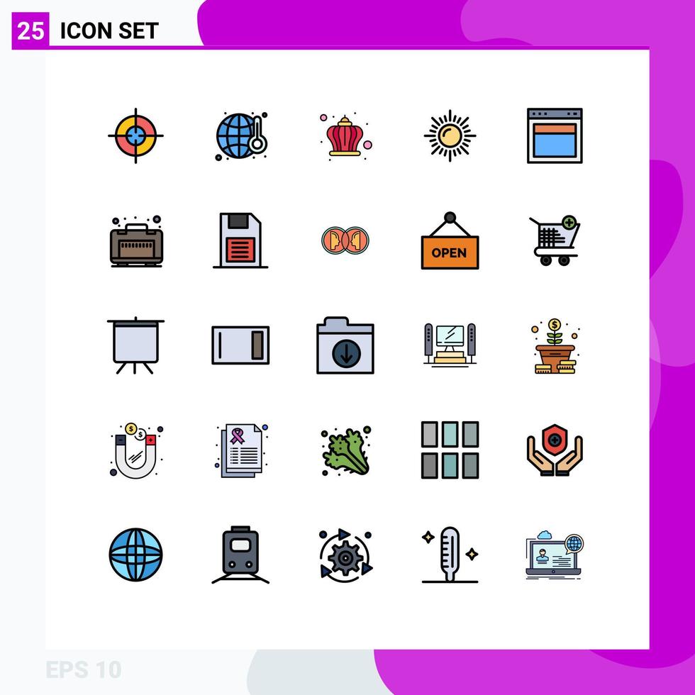 Universal Icon Symbols Group of 25 Modern Filled line Flat Colors of web layout crown design nature Editable Vector Design Elements