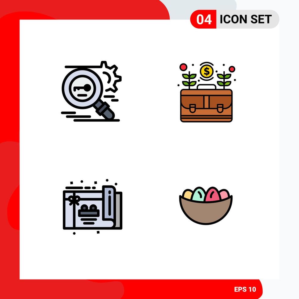 Pictogram Set of 4 Simple Filledline Flat Colors of key grow secure business party Editable Vector Design Elements