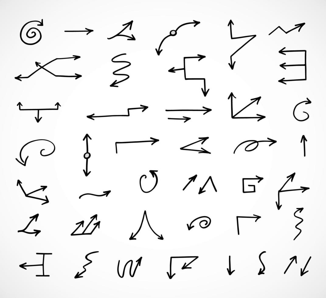Vector set of hand drawn arrows, elements for presentation