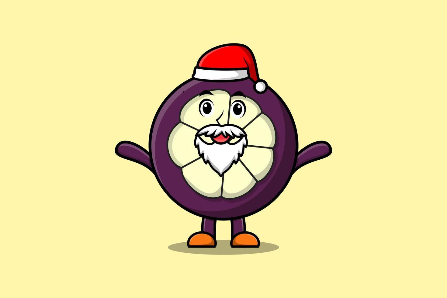 cute cartoon Mangosteen santa clause character vector