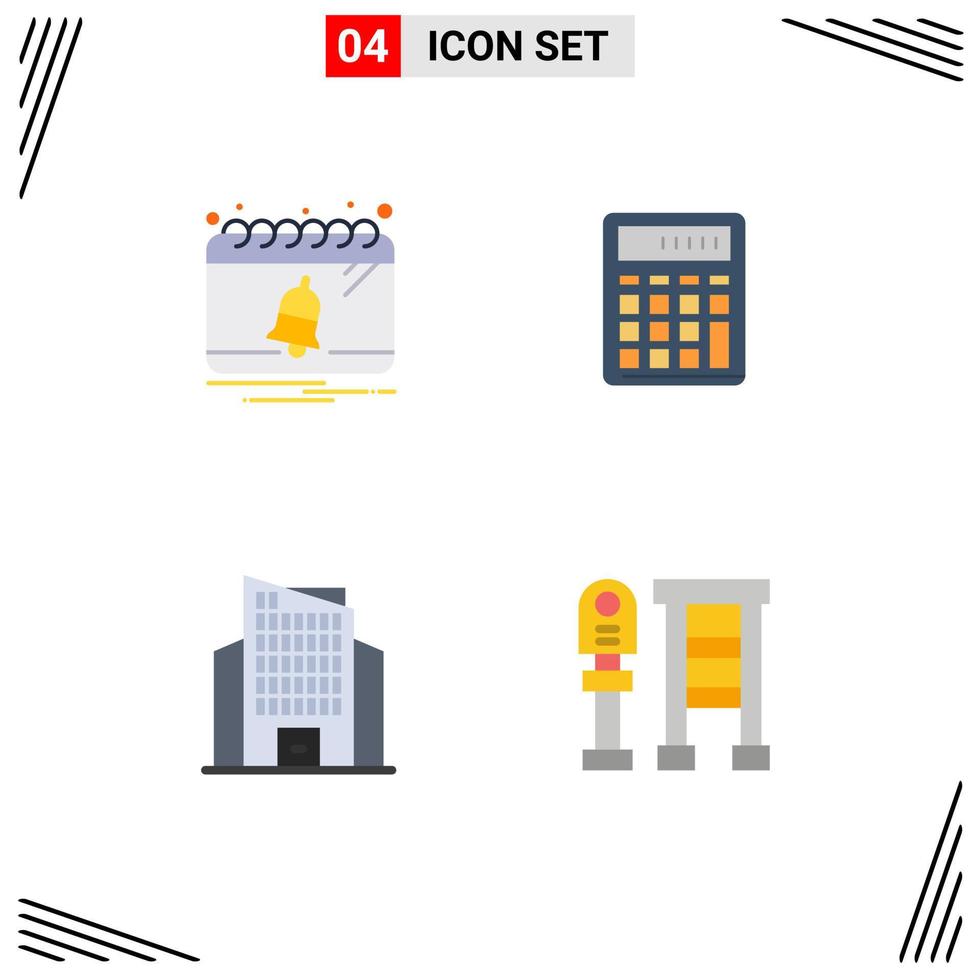 4 Creative Icons Modern Signs and Symbols of bell math notification business office Editable Vector Design Elements