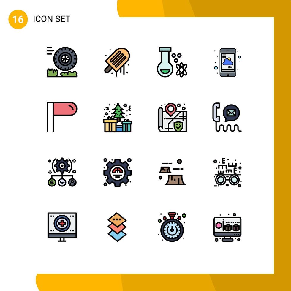 Flat Color Filled Line Pack of 16 Universal Symbols of sign weather potion service mobile Editable Creative Vector Design Elements