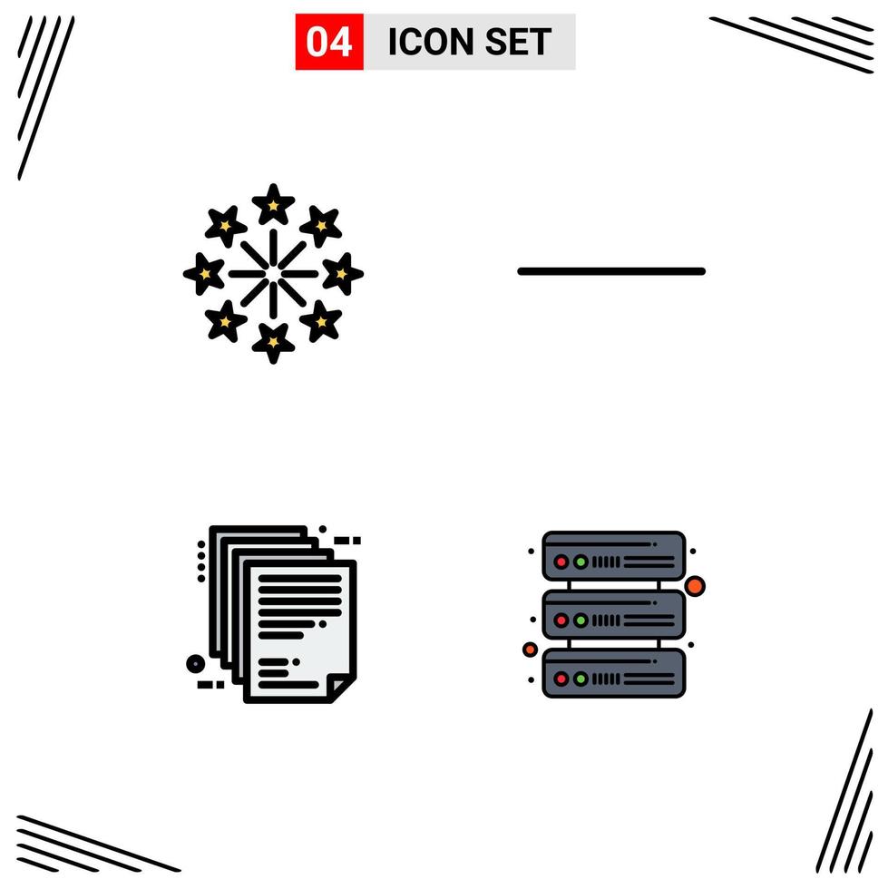 4 Thematic Vector Filledline Flat Colors and Editable Symbols of celebration file independence day deliverable database Editable Vector Design Elements