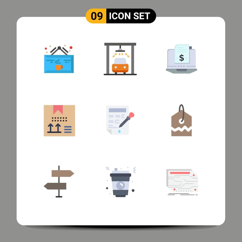 Editable Vector Line Pack of 9 Simple Flat Colors of bucket development subscription design box Editable Vector Design Elements