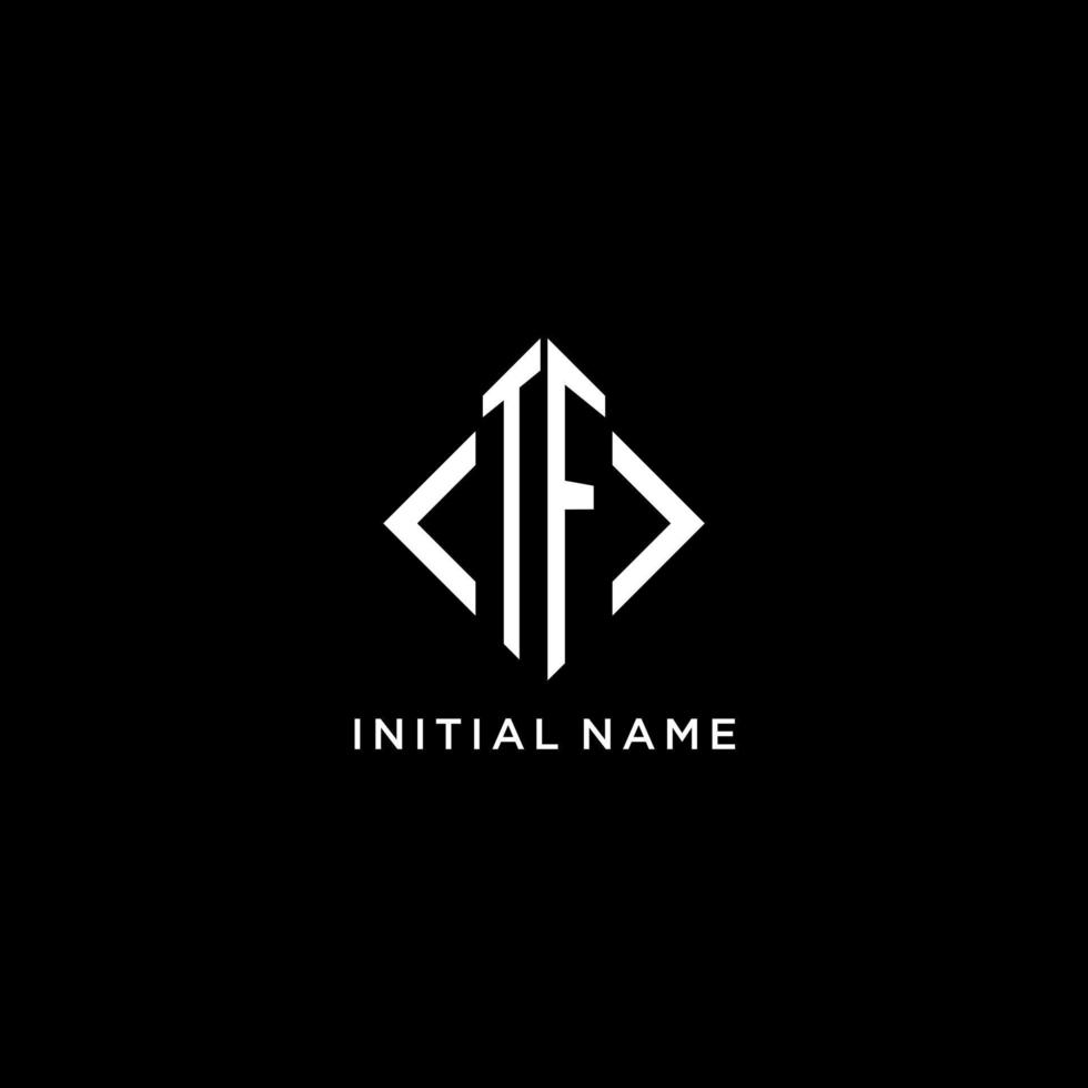 TF initial monogram with rhombus shape logo design vector