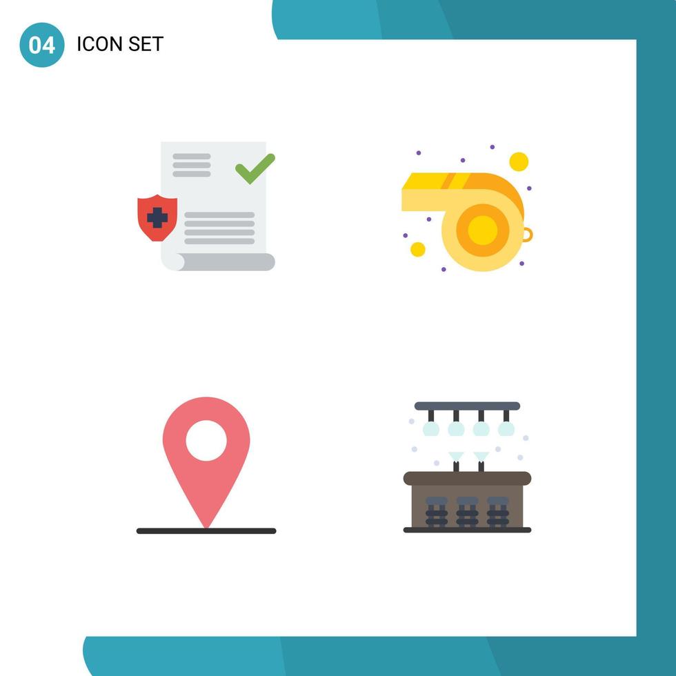 Editable Vector Line Pack of 4 Simple Flat Icons of medical city shield whistle pub Editable Vector Design Elements