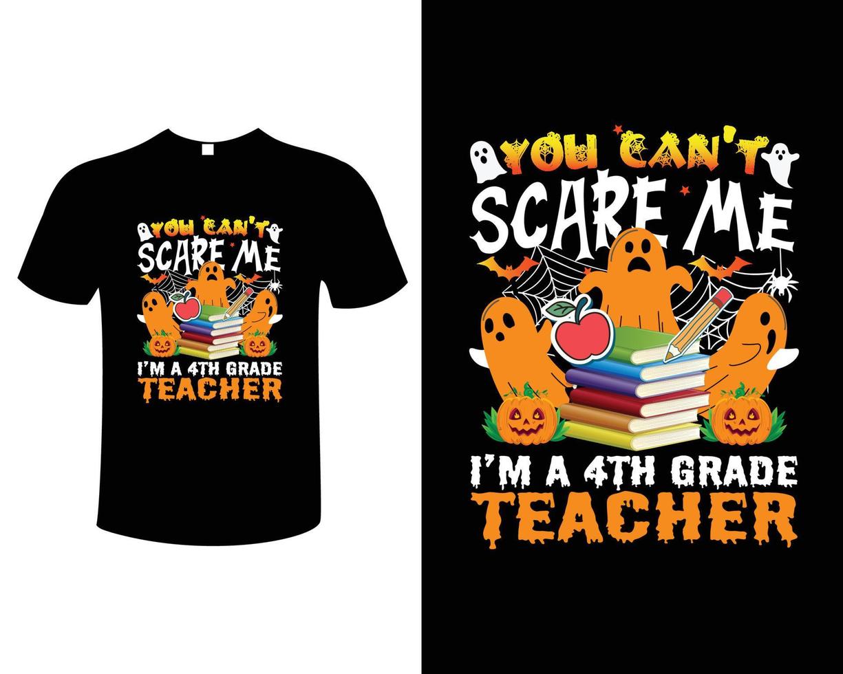 Halloween Teacher Typography Vintage Illustration T-Shirt Design