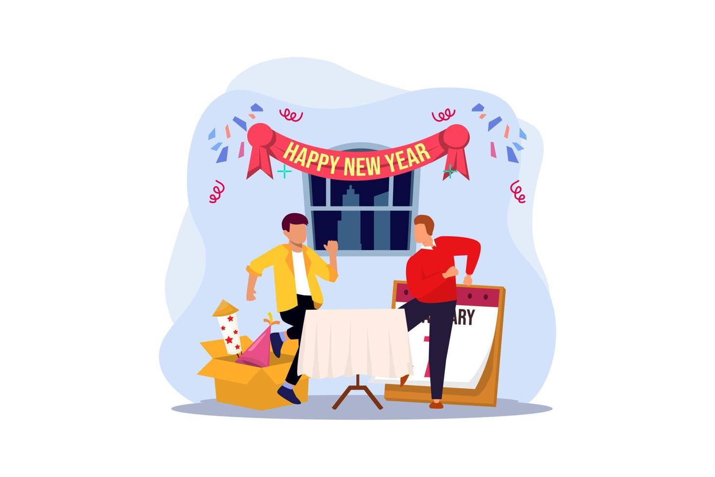 Party of the New Year Flat Design vector