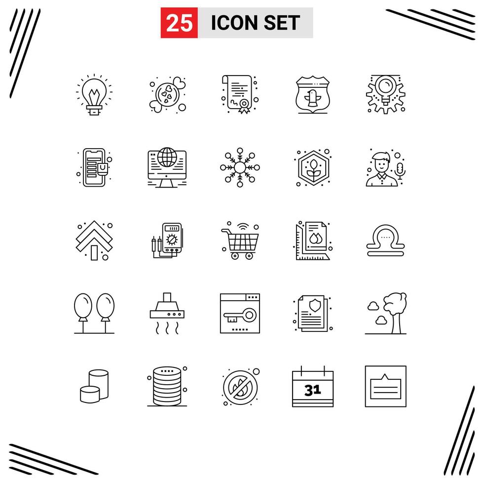 25 Creative Icons Modern Signs and Symbols of creative gear certification security usa Editable Vector Design Elements