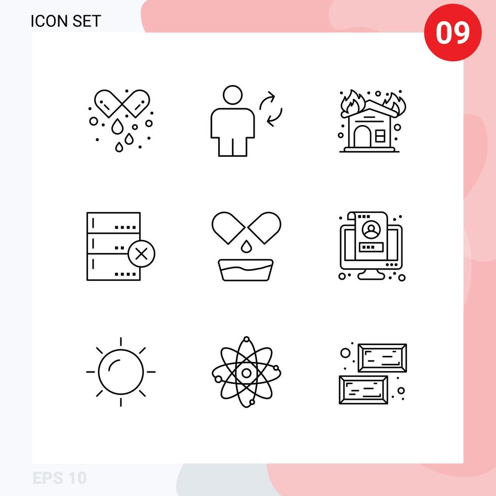 9 Thematic Vector Outlines and Editable Symbols of medical devices update data firehouse Editable Vector Design Elements
