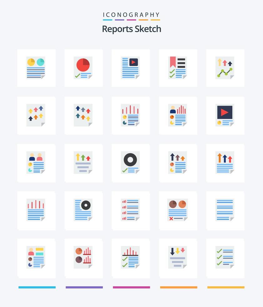 Creative Reports Sketch 25 Flat icon pack  Such As page. data. report. bookmark. report vector