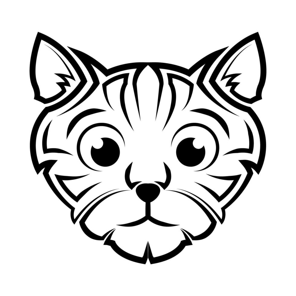 Black and white line art of cute cat head. Good use for symbol, mascot, icon, avatar, tattoo,T-Shirt design, logo or any design. vector