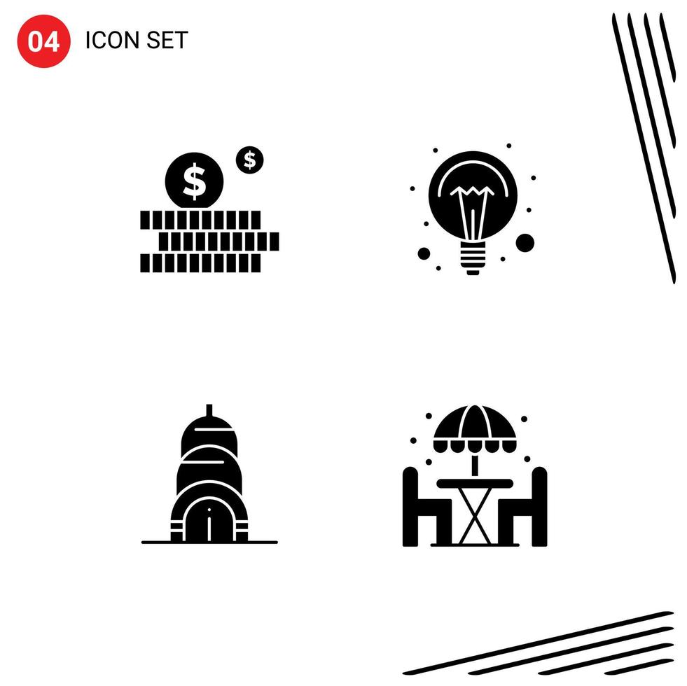 Universal Solid Glyph Signs Symbols of budget building education light home Editable Vector Design Elements