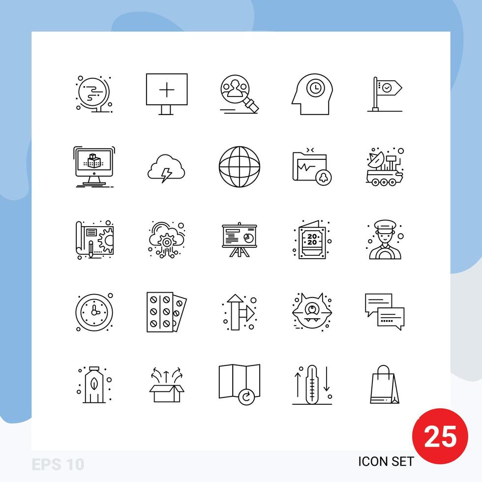 Pack of 25 creative Lines of business success find time face Editable Vector Design Elements