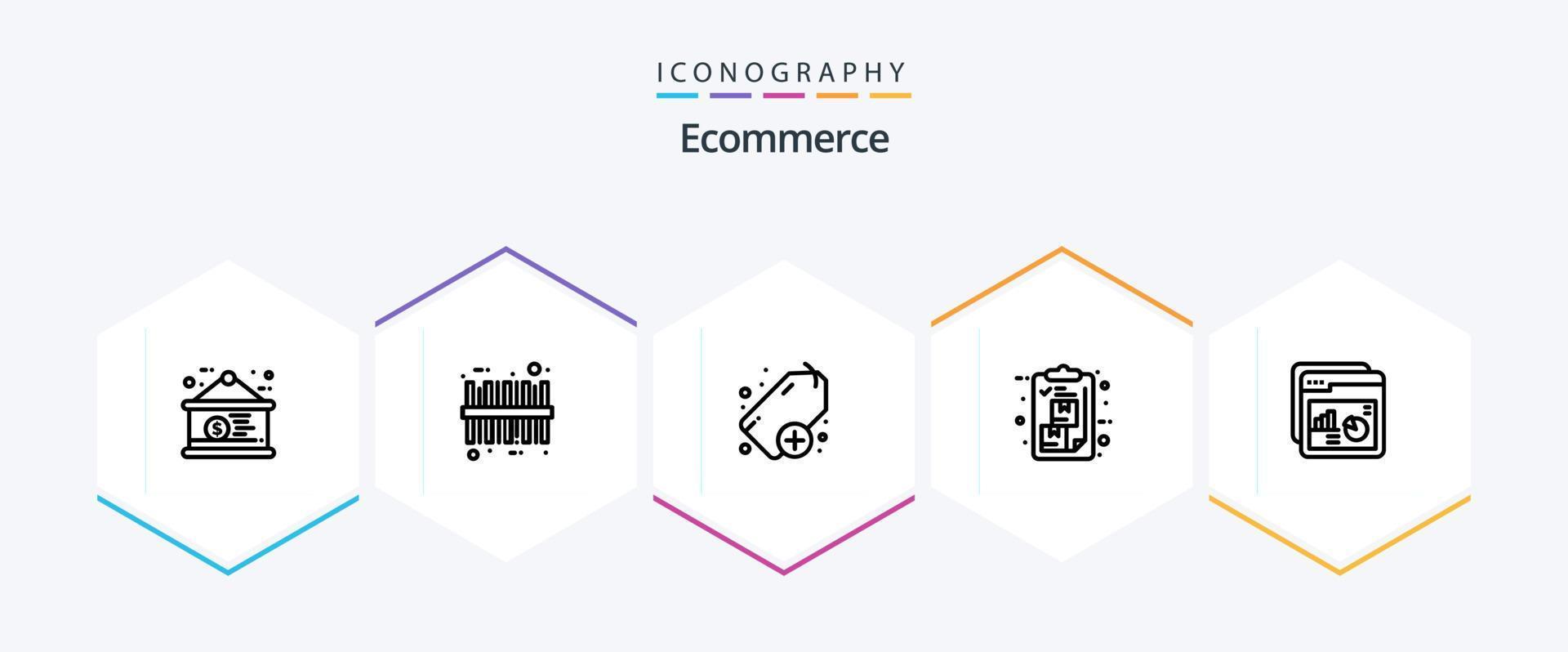 Ecommerce 25 Line icon pack including rate. analysis. plus. package. delivery vector
