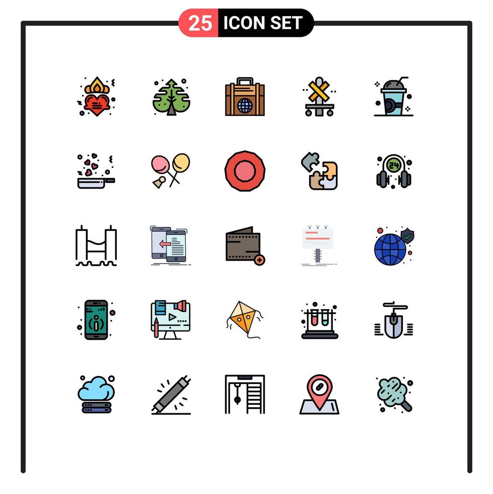 Set of 25 Modern UI Icons Symbols Signs for fresh train business station cross Editable Vector Design Elements