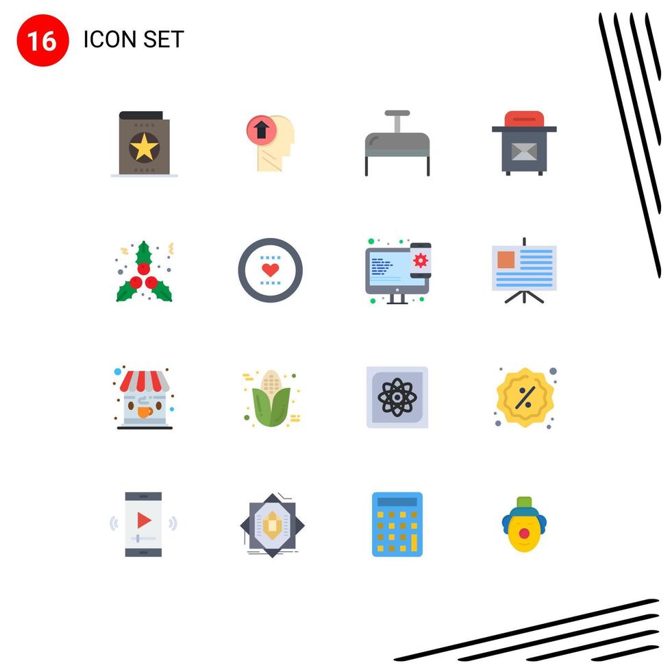 Modern Set of 16 Flat Colors and symbols such as christmas post knowledge mail luggage Editable Pack of Creative Vector Design Elements