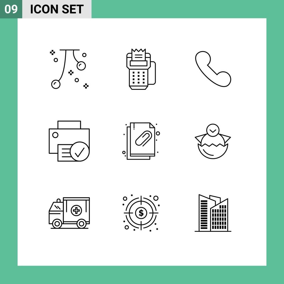 User Interface Pack of 9 Basic Outlines of hardware devices machine connected telephone Editable Vector Design Elements