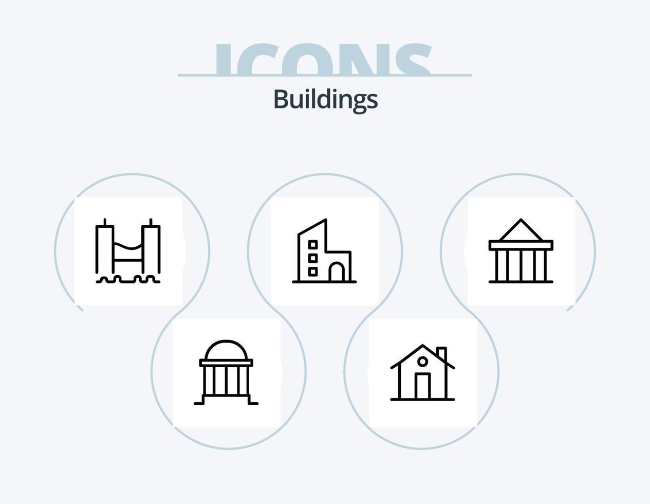 Buildings Line Icon Pack 5 Icon Design. family. district. path. monument. column vector