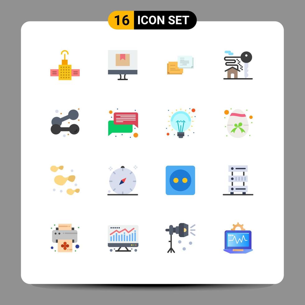 universal icono símbolos grupo de dieciséis moderno plano colores de ejercicio real inmuebles charla habitación hogar editable paquete de creativo vector diseño elementos