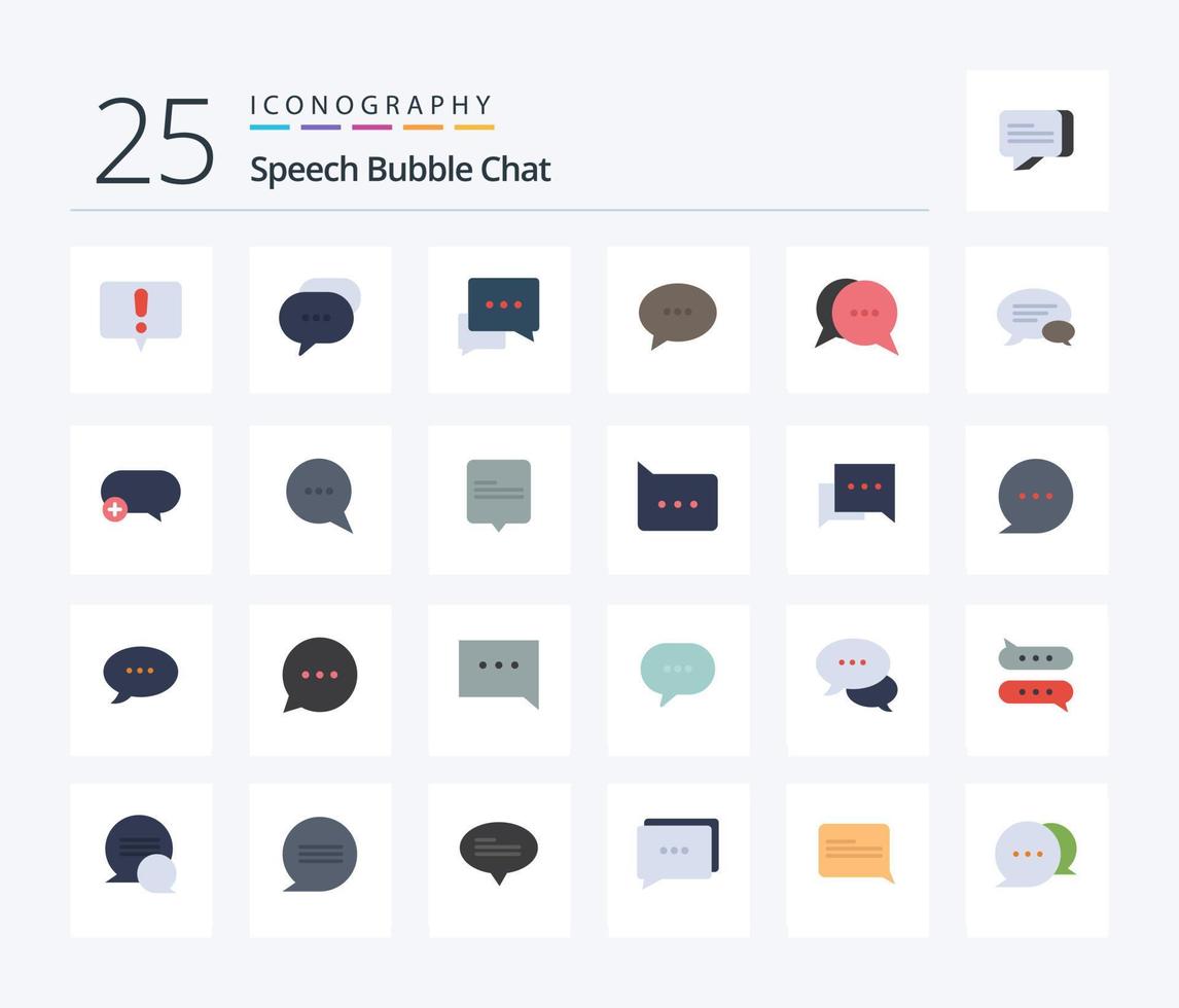 Chat 25 Flat Color icon pack including message. chat. communication. add. comment vector