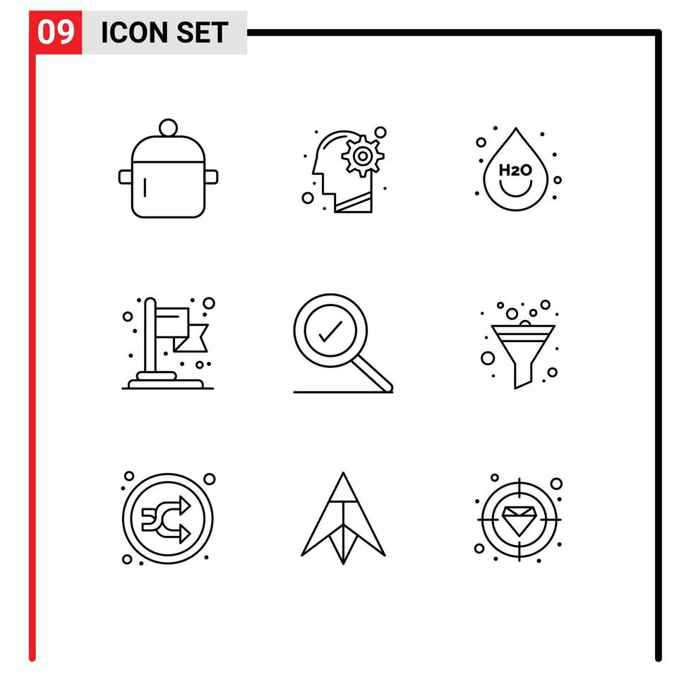 Group of 9 Outlines Signs and Symbols for complete business process achievement ho Editable Vector Design Elements