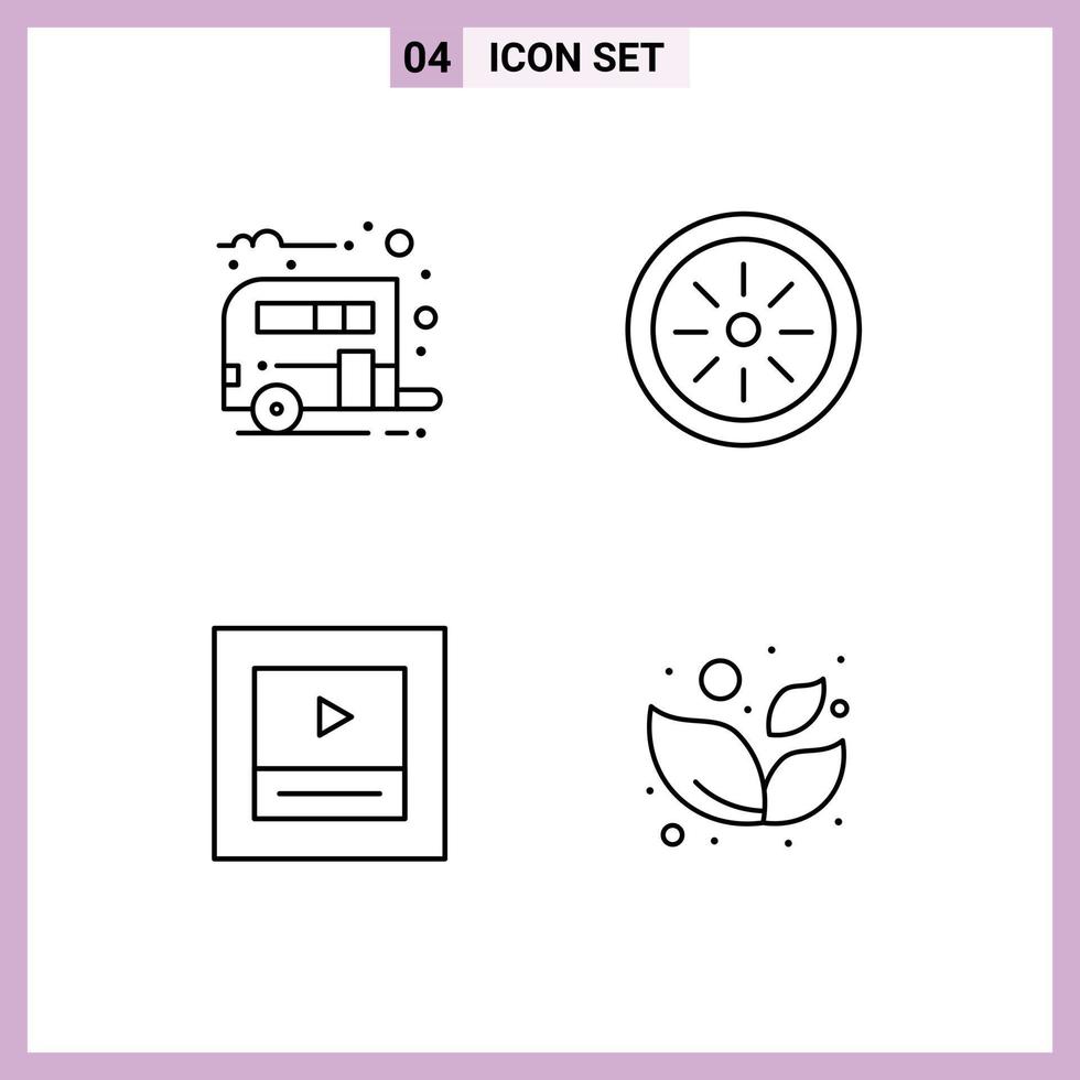 Universal Icon Symbols Group of 4 Modern Filledline Flat Colors of camp wireframe transport kiwi spa Editable Vector Design Elements