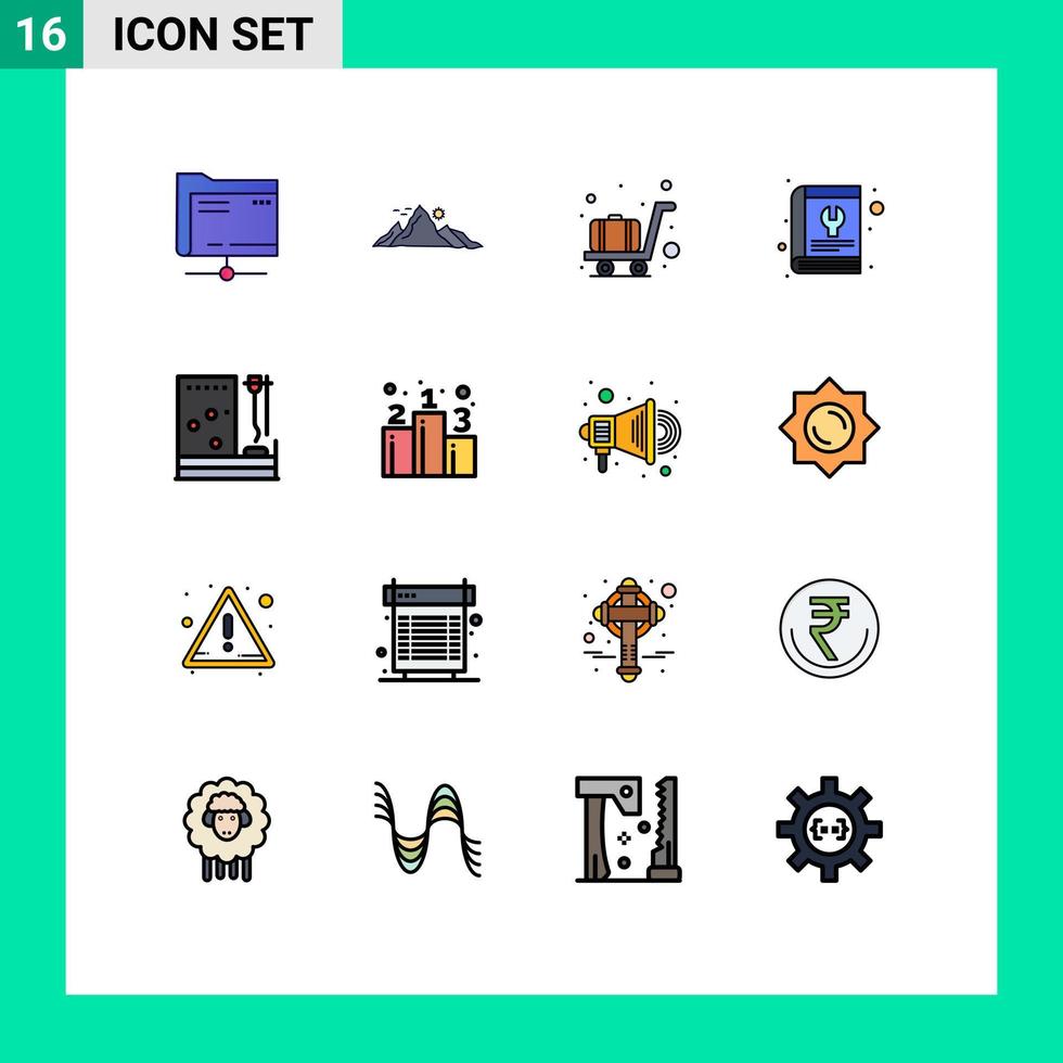 Set of 16 Modern UI Icons Symbols Signs for blood service sun repair book Editable Creative Vector Design Elements