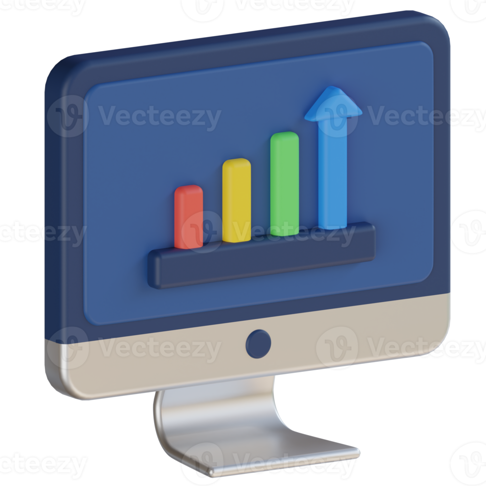 Computer Bar Chart 3D Render Icon png