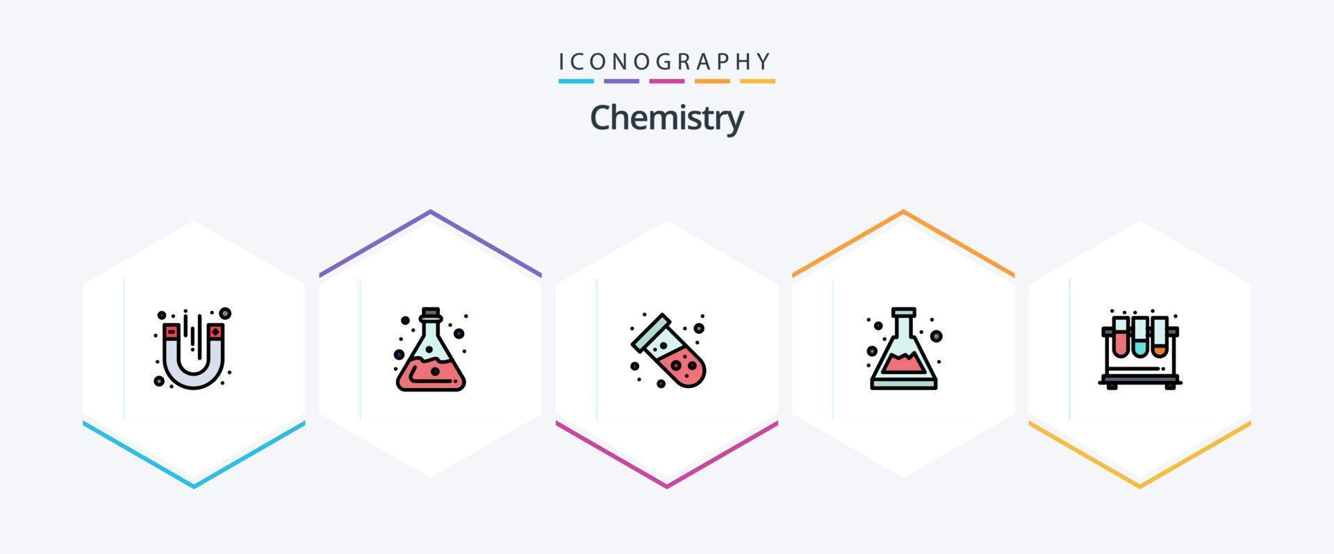 Chemistry 25 FilledLine icon pack including chemistry. chemistry. lab. beaker. atom vector