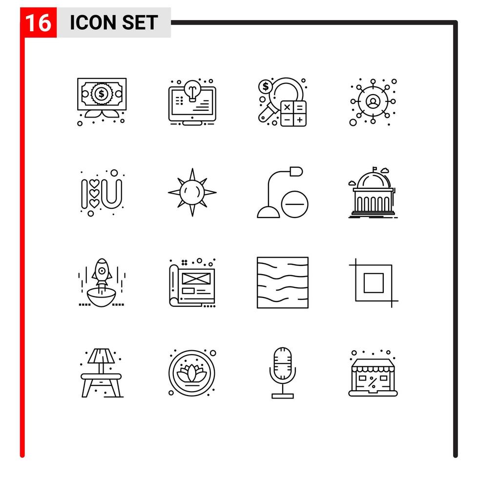 16 Thematic Vector Outlines and Editable Symbols of heart target monitor customer finance Editable Vector Design Elements