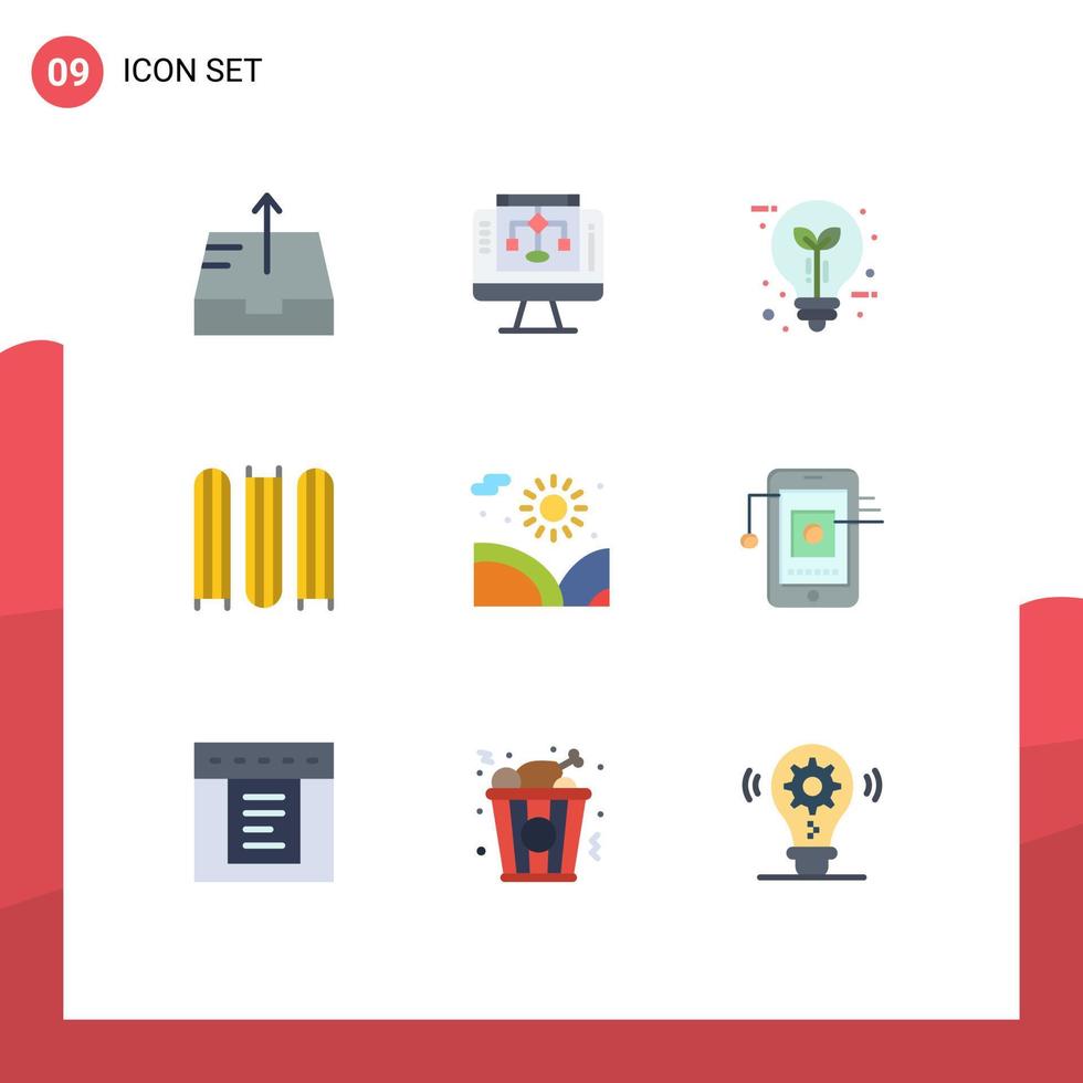 9 Universal Flat Colors Set for Web and Mobile Applications lake agriculture eco files document Editable Vector Design Elements