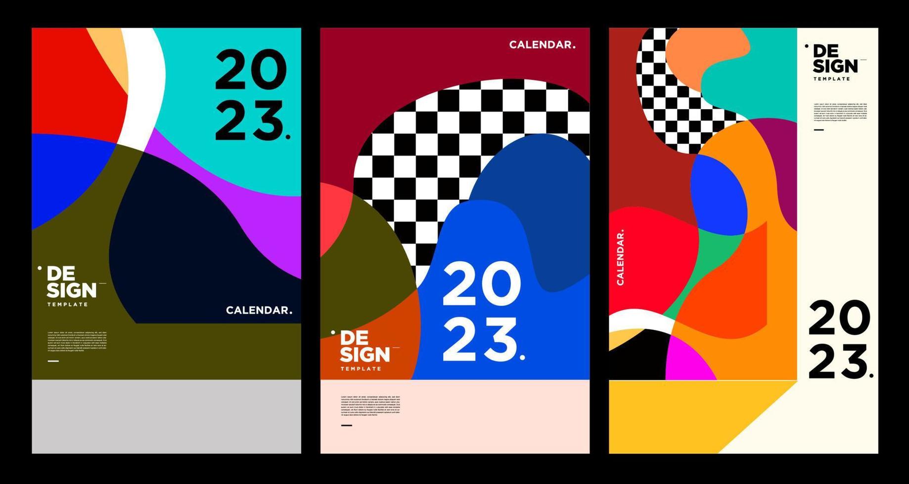 New year 2023 calendar design template with geometric colorful abstract. Vector calendar design.