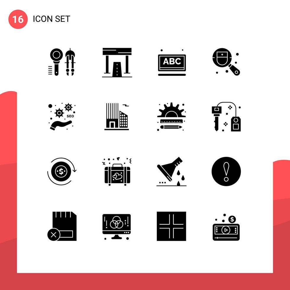 Stock Vector Icon Pack of 16 Line Signs and Symbols for search doctor game checkup online Editable Vector Design Elements