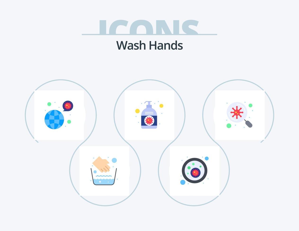 lavar manos plano icono paquete 5 5 icono diseño. mano desinfectante corona. mundial. crema. virus vector