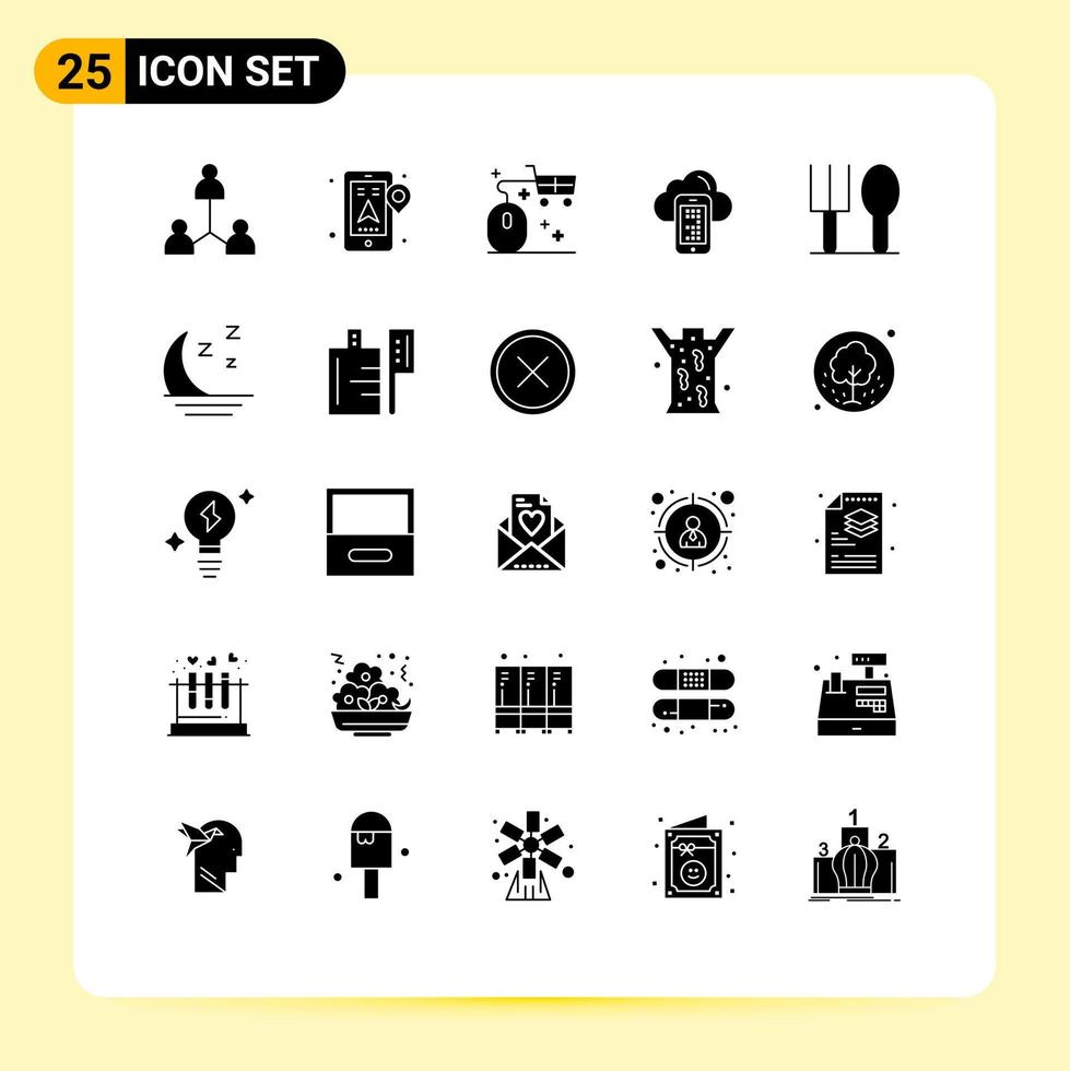 Pictogram Set of 25 Simple Solid Glyphs of baby mobile basket computing shopping Editable Vector Design Elements
