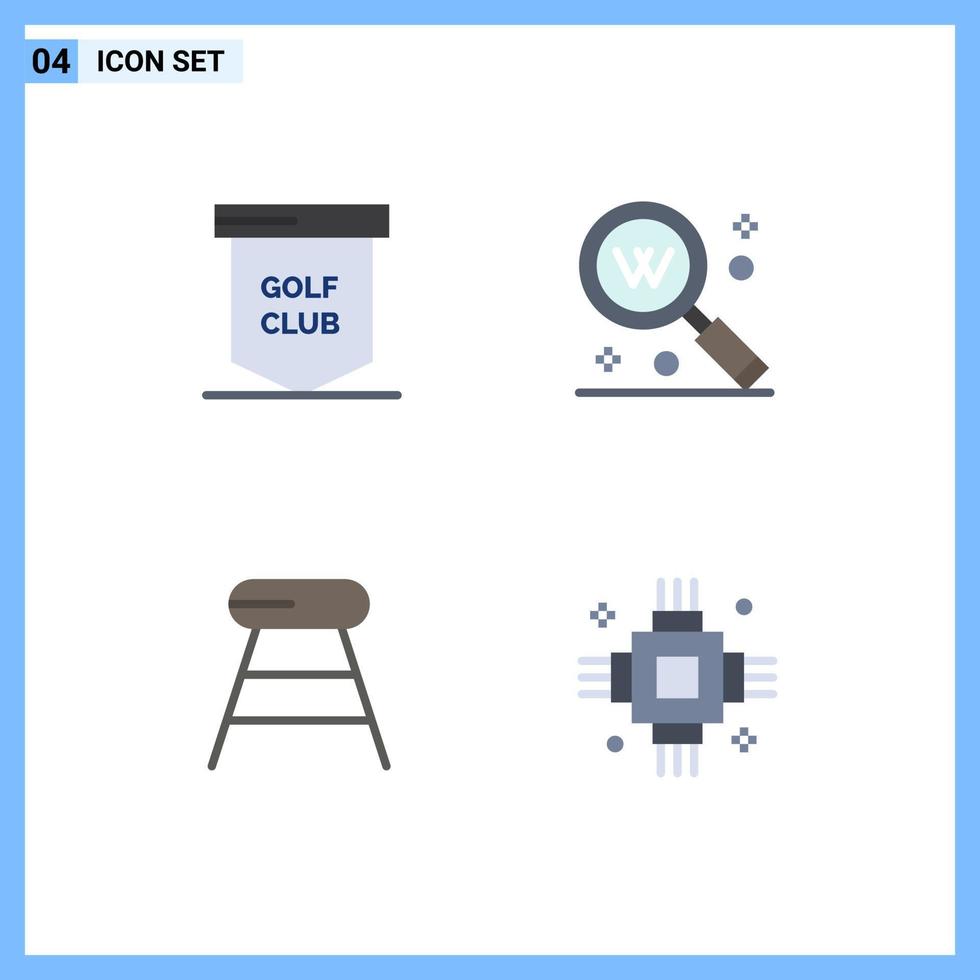Pack of 4 Modern Flat Icons Signs and Symbols for Web Print Media such as game text sport keyword drink Editable Vector Design Elements