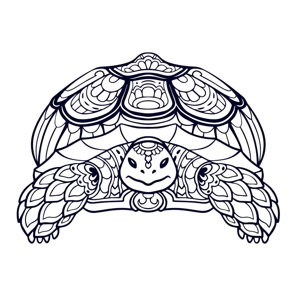 Beautiful Turtle Mandala arts. isolated on white background. vector