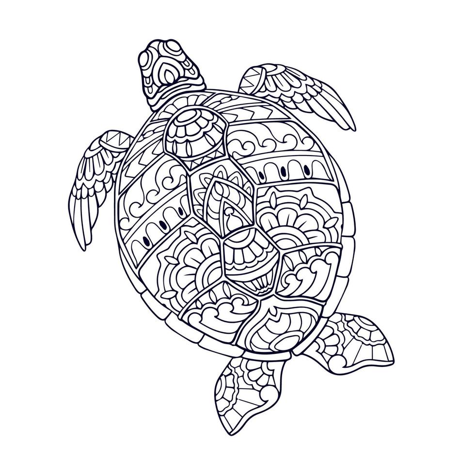 Beautiful Turtle Mandala arts. isolated on white background. vector