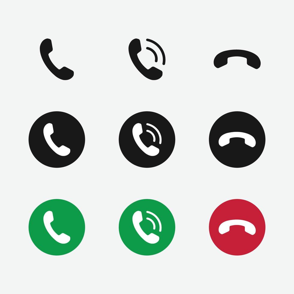 Set of phone receiver rounded icon. Phone icon flat style isolated on grey background. Telephone symbol. vector