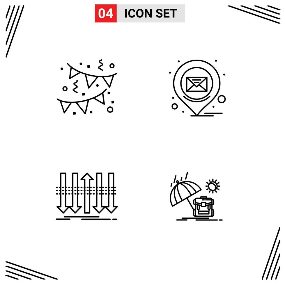 Universal Icon Symbols Group of 4 Modern Filledline Flat Colors of birthday distinction email message individuality Editable Vector Design Elements