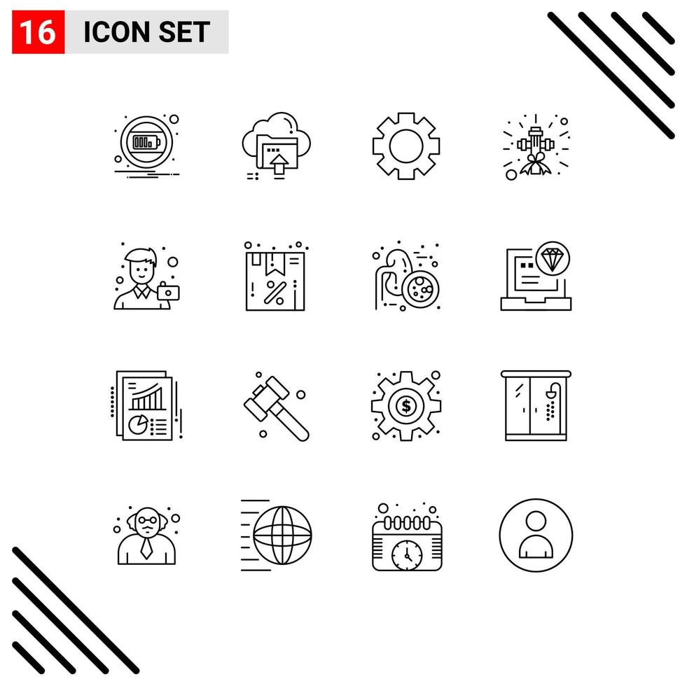 16 Universal Outline Signs Symbols of image sign computing religion christian Editable Vector Design Elements