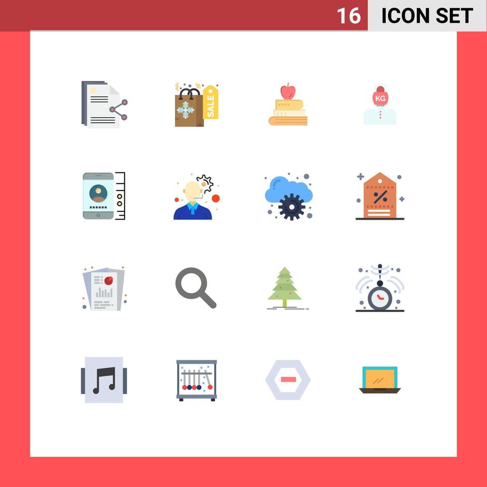 Set of 16 Modern UI Icons Symbols Signs for lmobile stress book problem head Editable Pack of Creative Vector Design Elements