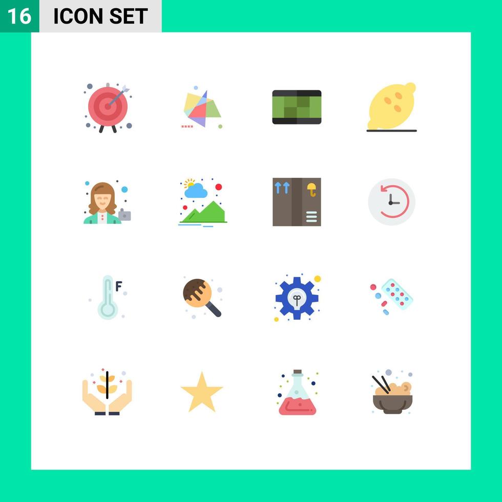 16 Flat Color concept for Websites Mobile and Apps camera healthy special fruits food Editable Pack of Creative Vector Design Elements